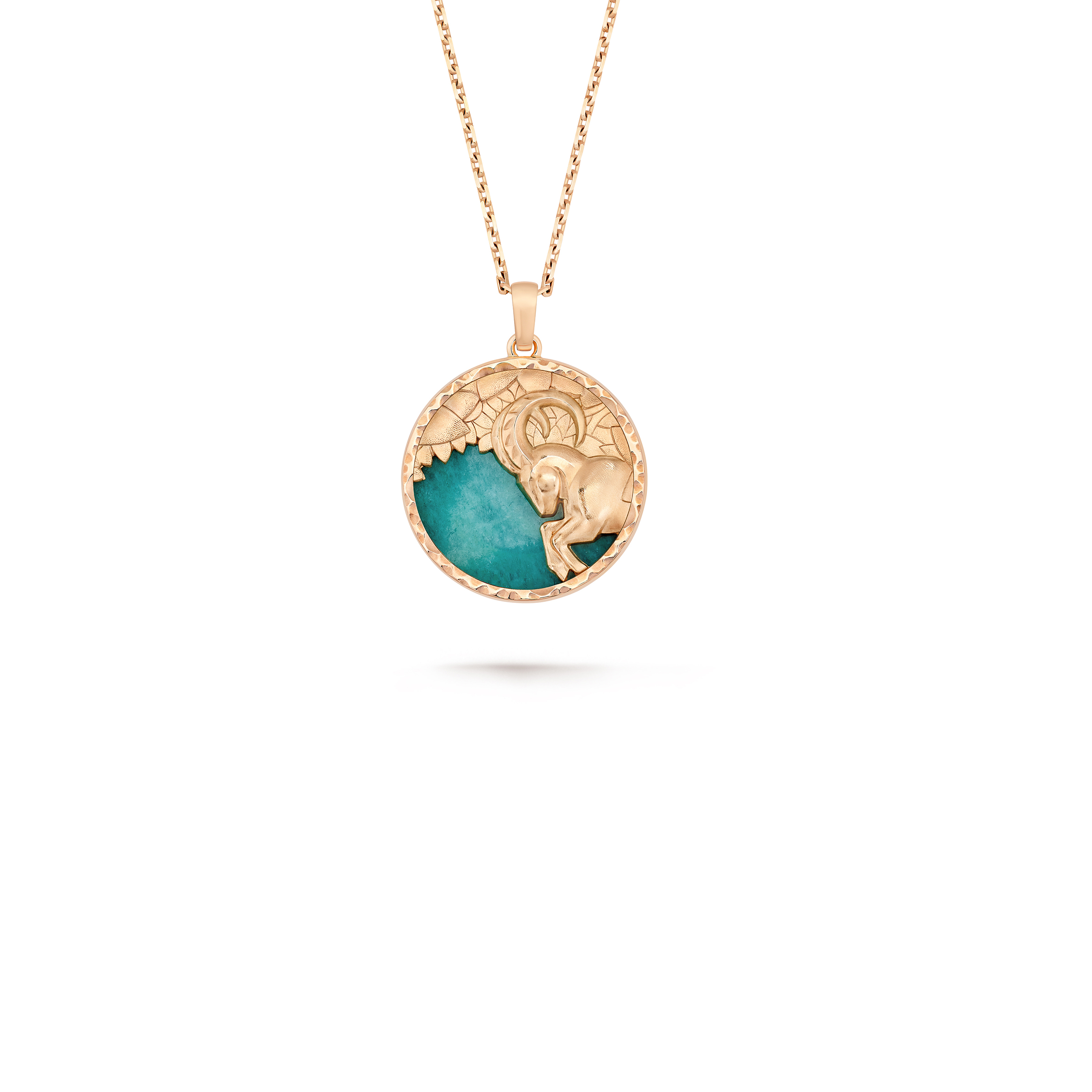 V*N CL*F arpels zodiaque long necklace capricorni (capricorn) - rose gold, amazonite  vcarp9r900